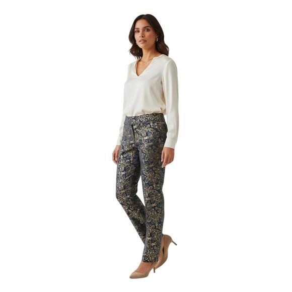 Pants - Lisette L Montreal Women's Navy Blue & Gold Dress Pants